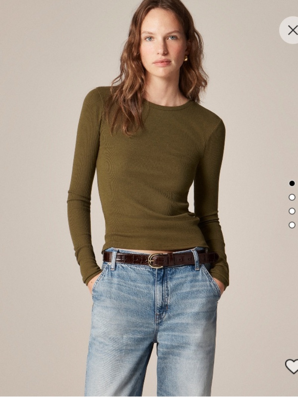 NWT J Crew Perfect rib long-sleeve T-shirt (Military Green) Size M